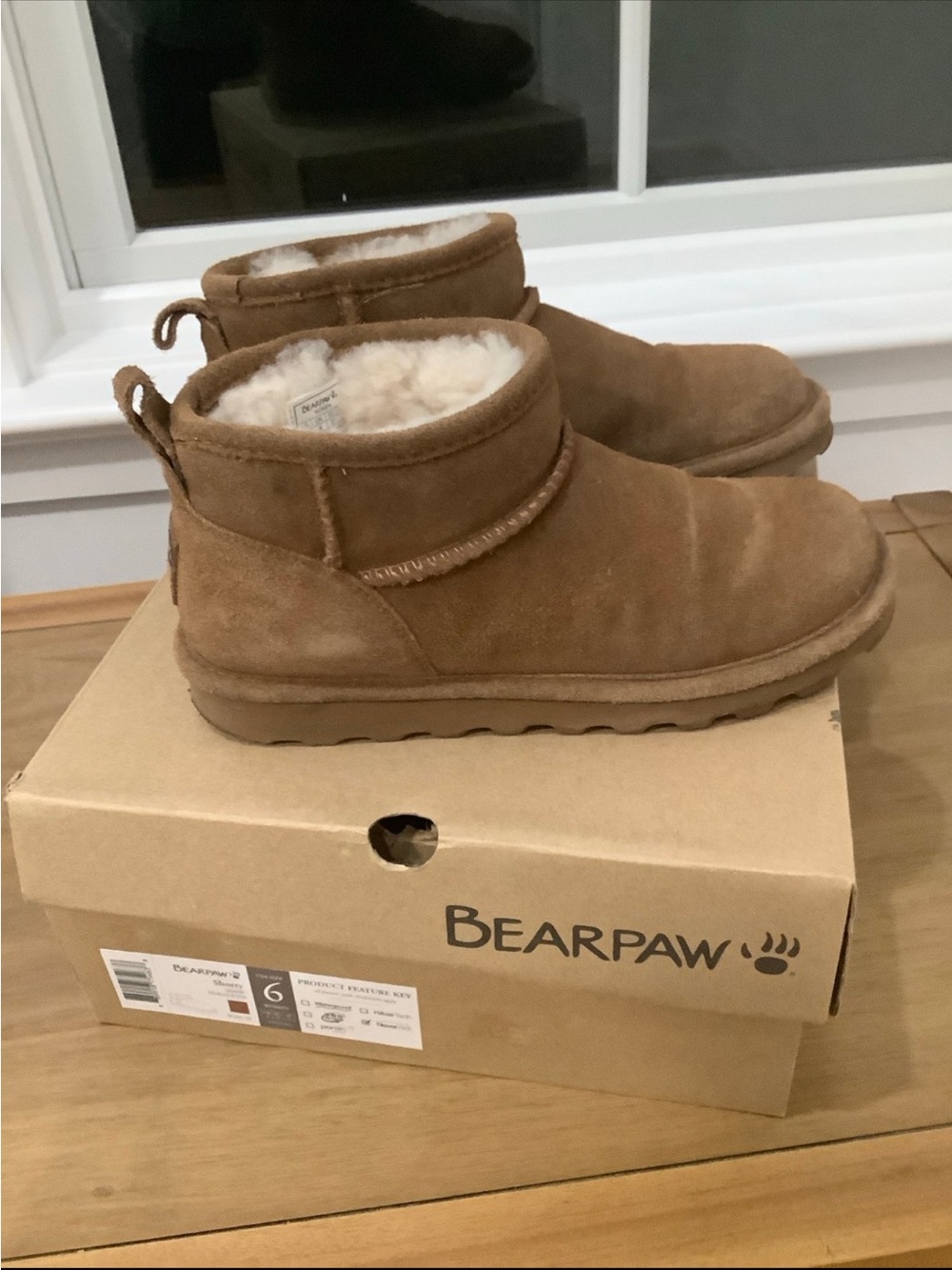 BearPaw Chestnut Short Suede Shearling Ankle Boots - Picture 2 of 6